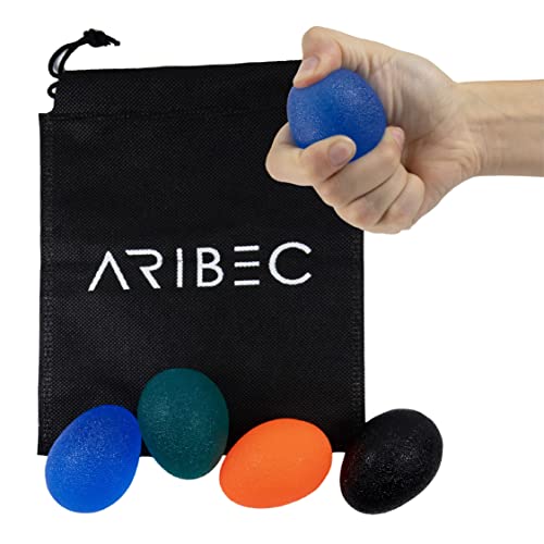 ARIBEC Set 4 Pelota Antiestres 15-30 kg, Fortalecedor de Agarre de Mano con distintos niveles de Resistencia, Hand Grip Professional, Rehabilitación mano y muñeca