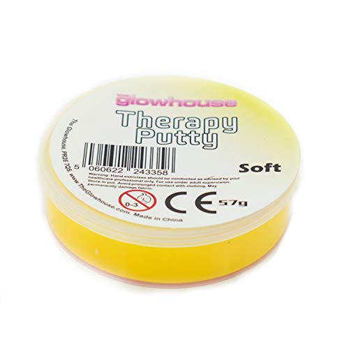 Masilla de terapia de alta calidad, no tóxica, ejercicio de mano, antiestrés para adultos y niños, 57 g (amarillo – suave)
